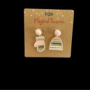 MAGICAL SEASON ADORABLE WINTER EARRINGS, HAT AND GLOVE POST EARRINGS. GIFT